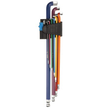 9pcs Ball End Hex Key Wrench Set 1.5/2/2.5/3/4/5/6/8/10mm S2 Steel LShape Hexagon Metric Wrenches Repairing Tool for Home Repair