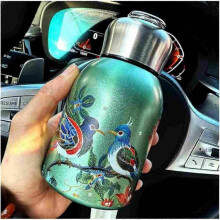 (Frosted Green Magpies) Stylish & Portable Insulated Water Bottle,Keep Drinks Hot or Cold