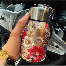 (Flower Shadow Golden) Stylish & Portable Insulated Water Bottle,Keep Drinks Hot or Cold