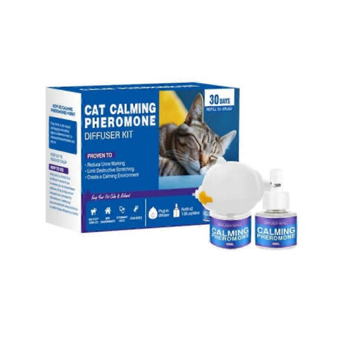 (EU Plug Tasteless 2 bottle) 48ml Calming Diffuser Comfort Natural Pheromone Diffuser Calming Pheromone Long Lasting Calming Diffuser For Cats