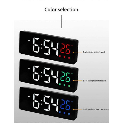 (Green) Large Digital Wall Clock Temperature And Humidity Week Display Brightness Adjustable Electronic LED Table Alarm Clock 12/24H 2