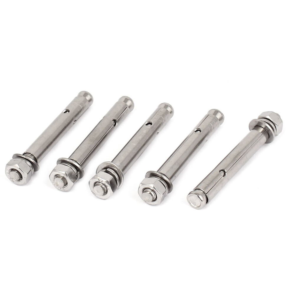 Iivverr M8x80mm Stainless Steel Hex Nut Sleeve Anchor Expansion Bolts Fasteners 5 Pcs 820064801999
