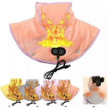 (Pink) Electric Heating Shoulder Pads USB Heated Wrap Neck Massager Electric Warm Cervical Shawl Relief Fatigue Thermal Compress Back