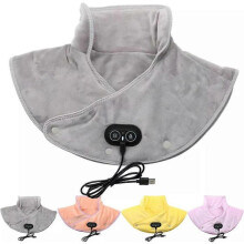 (Gray) Electric Heating Shoulder Pads USB Heated Wrap Neck Massager Electric Warm Cervical Shawl Relief Fatigue Thermal Compress Back