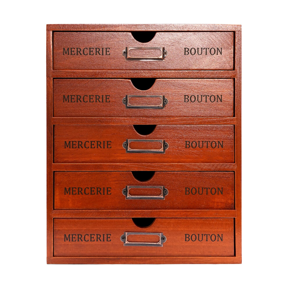 Vintage Apothecary Cabinet with 5Drawer and Label Slots, Wooden Desk Organizer-image-OPC-PHXWNFW-NEW