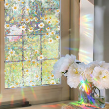 Privacy Window Films Frosted Stained Glass Decals,NonAdhesive UV Proof Static Cling for Window Dcor