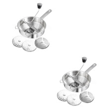 2 Pcs Kitchen Cooking Tool Vegetable Fruit Grinder Stainless Steel Potato Masher Polished Silver Sturdy