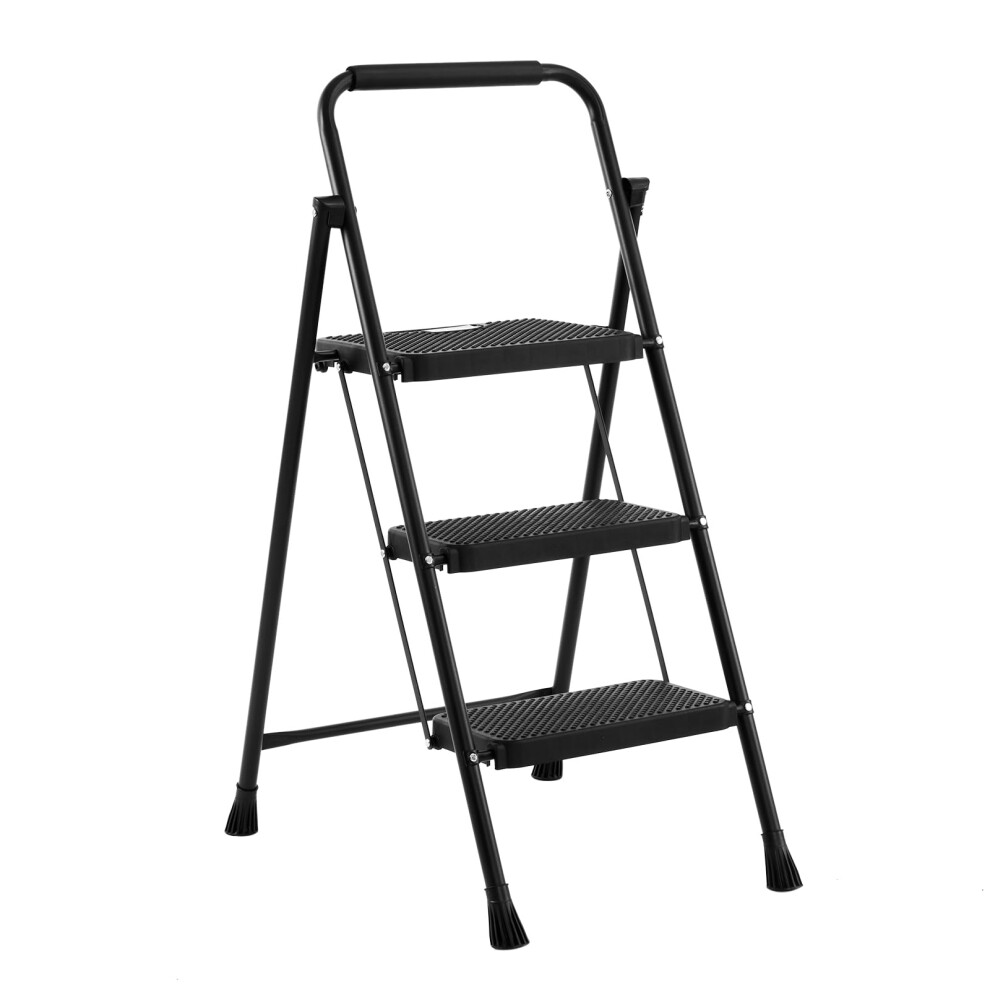 Foldable 3 Step Stool Ladder, 500 Lb Weight Limit Folding 3 Stepping Ladder For Kitchen 820064804372