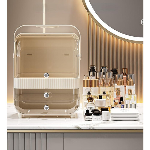 Large Makeup Organizer, Skincare Storage Box with Handle, Cosmetic Display Case 2