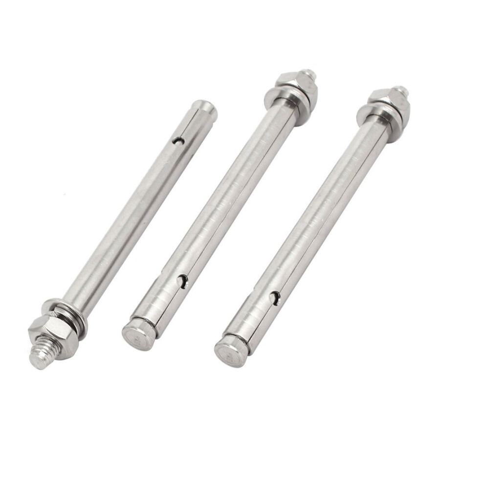 Iivverr M10x150mm 304 Stainless Steel Air Condition Fitting Sleeve Anchor Expansion Bolt 3Pcs 820064805836