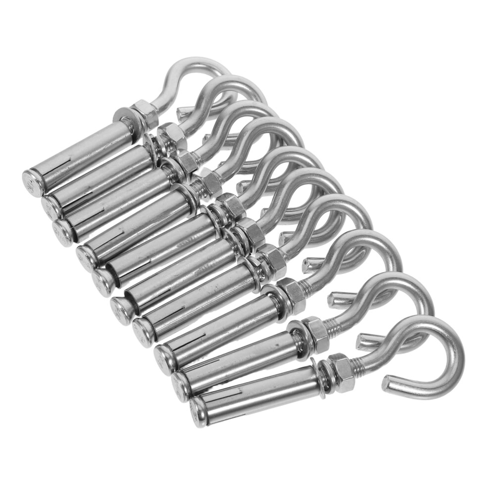 10Pcs Stainless Steel Expansion Hook Hooks Screws Concrete Eye Bolt For Wall Expansion Bolts 820064807359