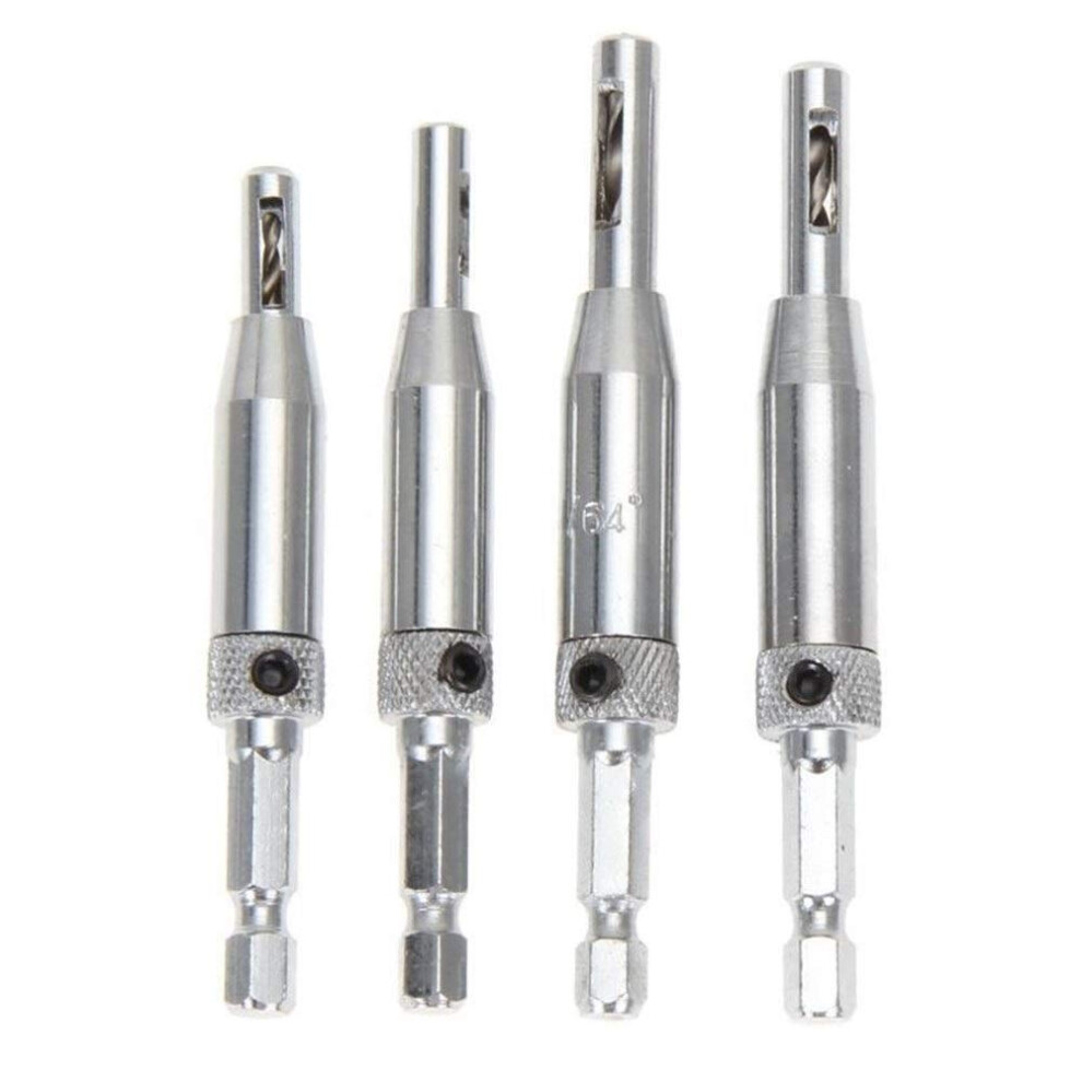4 Pcs Hss Self Centering Hinge Drill Bit Set Door Cabinet 820064807946