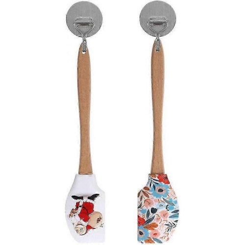 Silicone Spatula with Wooden Handle - Versatile Tool for Holiday Baking and Cooking Activities 1