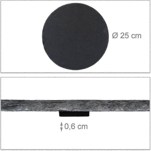 6 Piece Grey Slate Serving Plates Set for Snacks & Desserts, 25 cm Diameter, Ideal for Entertaining 2