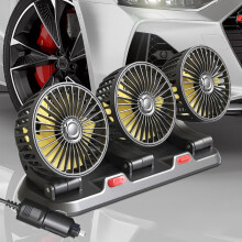 ThreeHead Car Fan, Cigarette Lighter Powered Car Cooling Fan, 2 Speed Adjustable