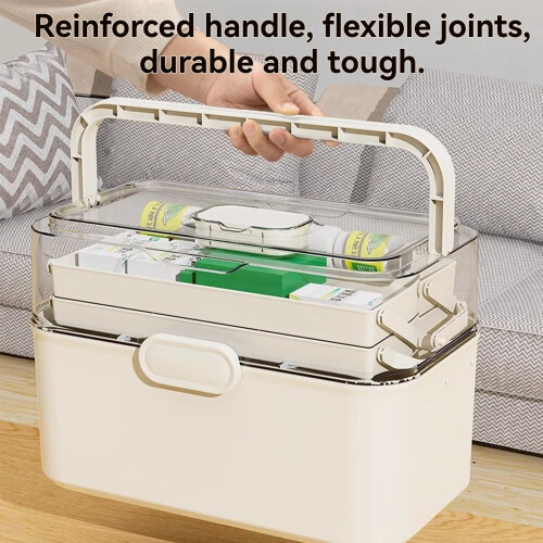 3Tier Medicine Organizer with Removable Small Medicine Box, Large Clear First Aid Storage Box 2