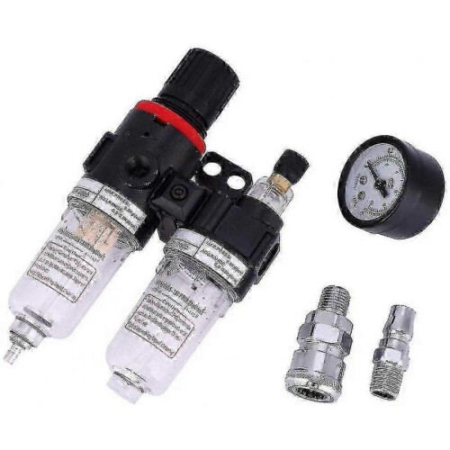 1/4 Air Filter Pressure Regulator with Oil Water Separator and Lubricator Cup for Air Compressor 2