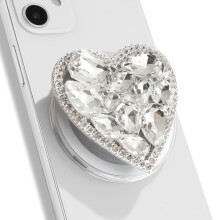 OnTheGrip Compatible with Mag Cute Cubic Diamond Heart Shape Design Holder (Silver Big)
