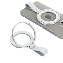Ultra Thin Magnetic Iron Ring Phone Holder 360 Rotatable Silicone Finger Loop, Silver