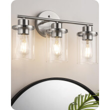 Bathroom Light Fixtures, 3Light Bathroom Vanity Light Over Mirror, Brushed Nickel Wall Sconces