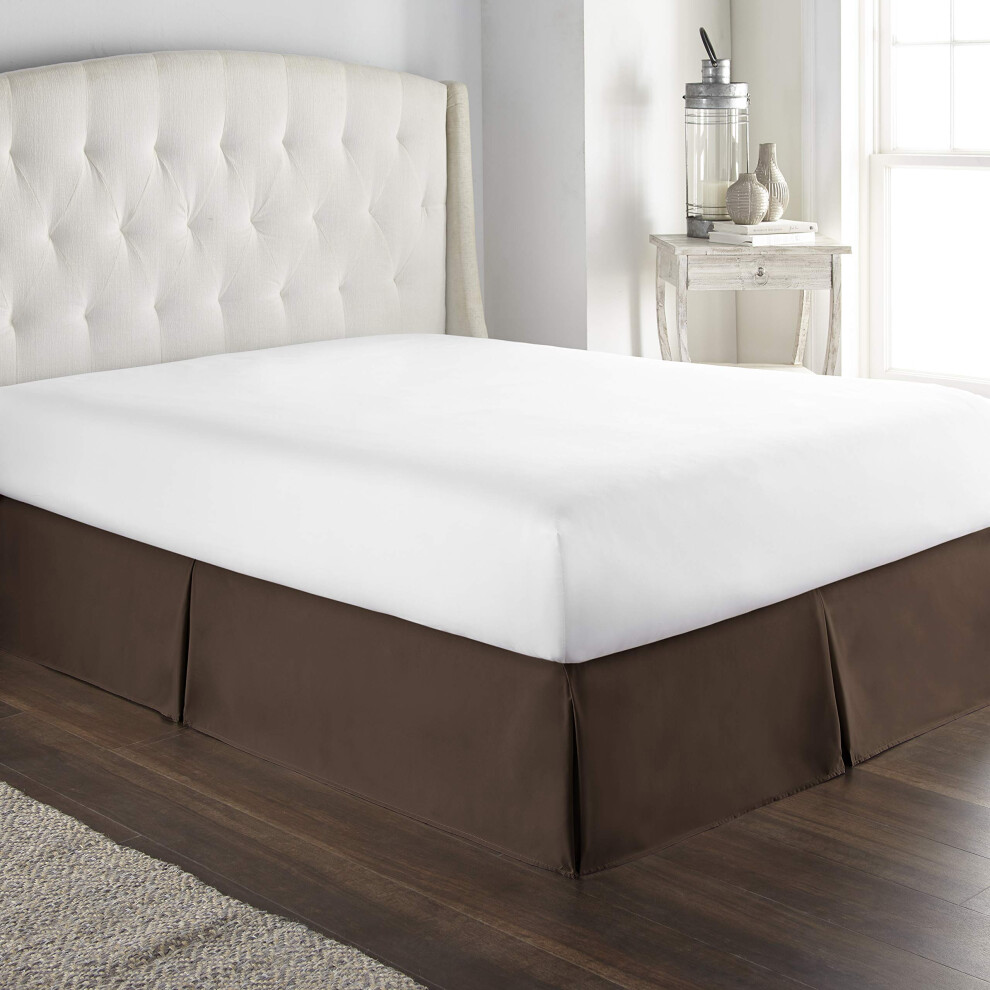 Twin Bed Skirt Box Pleated Bed Skirt Natural Cotton 400 TC 12 Inch Tailored Drop