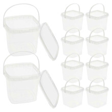 10pcs Square Clear Small Bucket with Lid for Ice Cream, Milk Tea, and Popcorn - 500ml Capacity Ideal for Food Storage