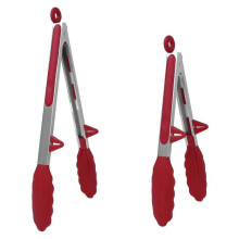 2-Piece Silicone Stainless Steel Tongs with Lock & Stands - Non-Stick BBQ Tools Suitable for Various Cooking Needs