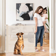 Retractable Baby  Dog Gate  Extends Up to 55' Wide Mesh Gate for Indoor  Outdoor Use, Beige