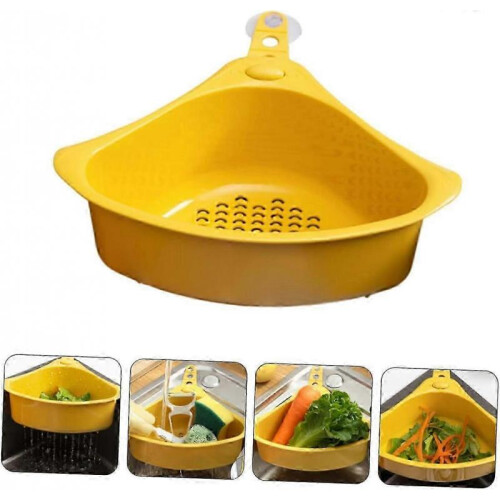 Triangular Corner Sink Strainer Basket with Suction Cup for Use in Kitchen and Bathroom Sinks 2
