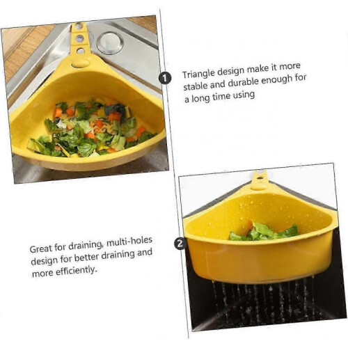 Triangular Corner Sink Strainer Basket with Suction Cup for Use in Kitchen and Bathroom Sinks 1
