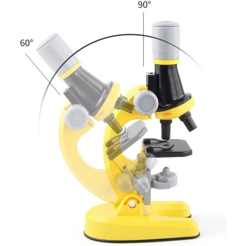 Lab Microscope Accessories 100X 400X 1200X Biological Microscope Home Microscope(Yellow) 1