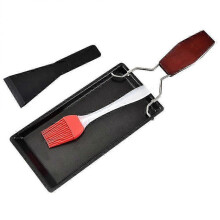 1 Set/3 PCs Griddle BBQ Pan with Wooden Handle for Use in Restaurants, Outdoor Yards, and Kitchens (Black)