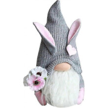 Cute Easter Bunny Gnome with Flower Ornament for Holiday Decoration, Ideal for Decorating Easter Eggs, Perfect for Farmhouse Themes and East