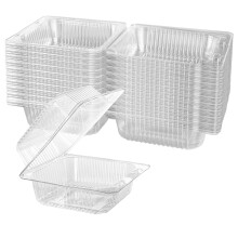 300 Count Clear Plastic Hinged Take Out Containers Clamshell Takeout Tray Food, 5.3 x 4.7 inch