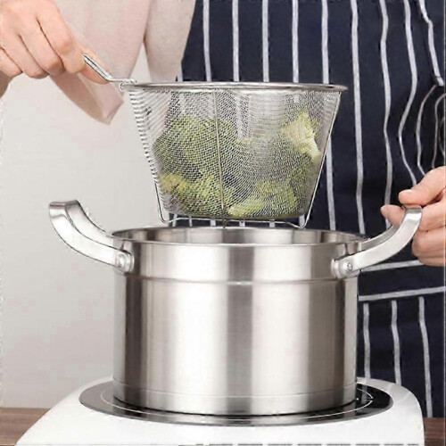 Stainless Steel Fry Basket, Suitable for Use with Fine Mesh Strainer Featuring a Convenient Handle 1