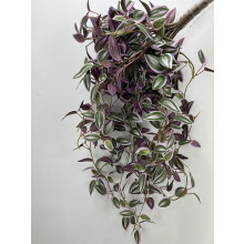 2Pcs Wandering Jew Plant Artificial Hanging Vine 29.5Inch Fake Eyebrow Leaves for Wall Indoor Outdoor Garden Party Decoration (Purple)