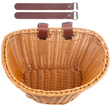 Woven Plastic Bike Baskets- Front D-Shaped Bike Bicycle Basket | Handlebar Storage Container with 2 Adjustable Leather Straps Ref:ReV