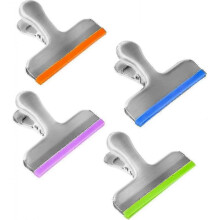 8 Pack Food Storage Bag Sealing Clips Made of Stainless Steel with Rubber Edging, 3 Inch Wide Large Heavy-duty Air Tight Seal Clips for Free