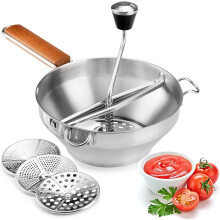 Food Mill - Stainless Steel Kitchen Mill with 3 Discs for Mashing, Straining & Grating Fruits & Vegetables | Easy to Clean & Quality