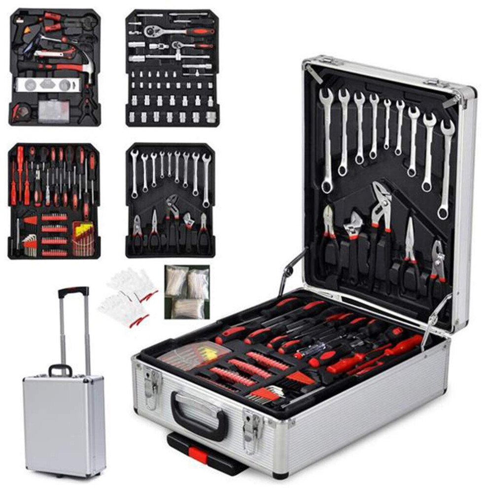 799 Pcs Hand Tool Kit Wrenches Socket Auto Repair Tool Combination Package Mixed Tool Set Hand Tool Kit With Aluminum Trolley Wheeled Case 820064813107