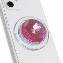 Synthetic Cubic Zirconia Phone Grip – MagSafe Compatible, Elegant and, Magnetic Grip and Stand for iPhone (Pink)