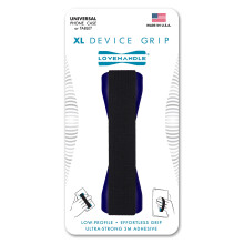 Tablet/XL Grip for Most Tablets and Large Smartphones, Black Elastic Strap Finger Grip with Blue Base, LHT-01-Blue