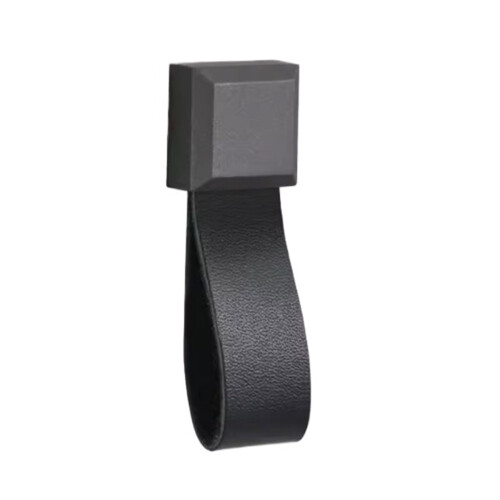 Leather Drawer Pulls 2 PCS Exposed Leather Handle Single Hole Pull Ring Drawer Wardrobe Door Furniture Bedside Table Small Handle(Black)