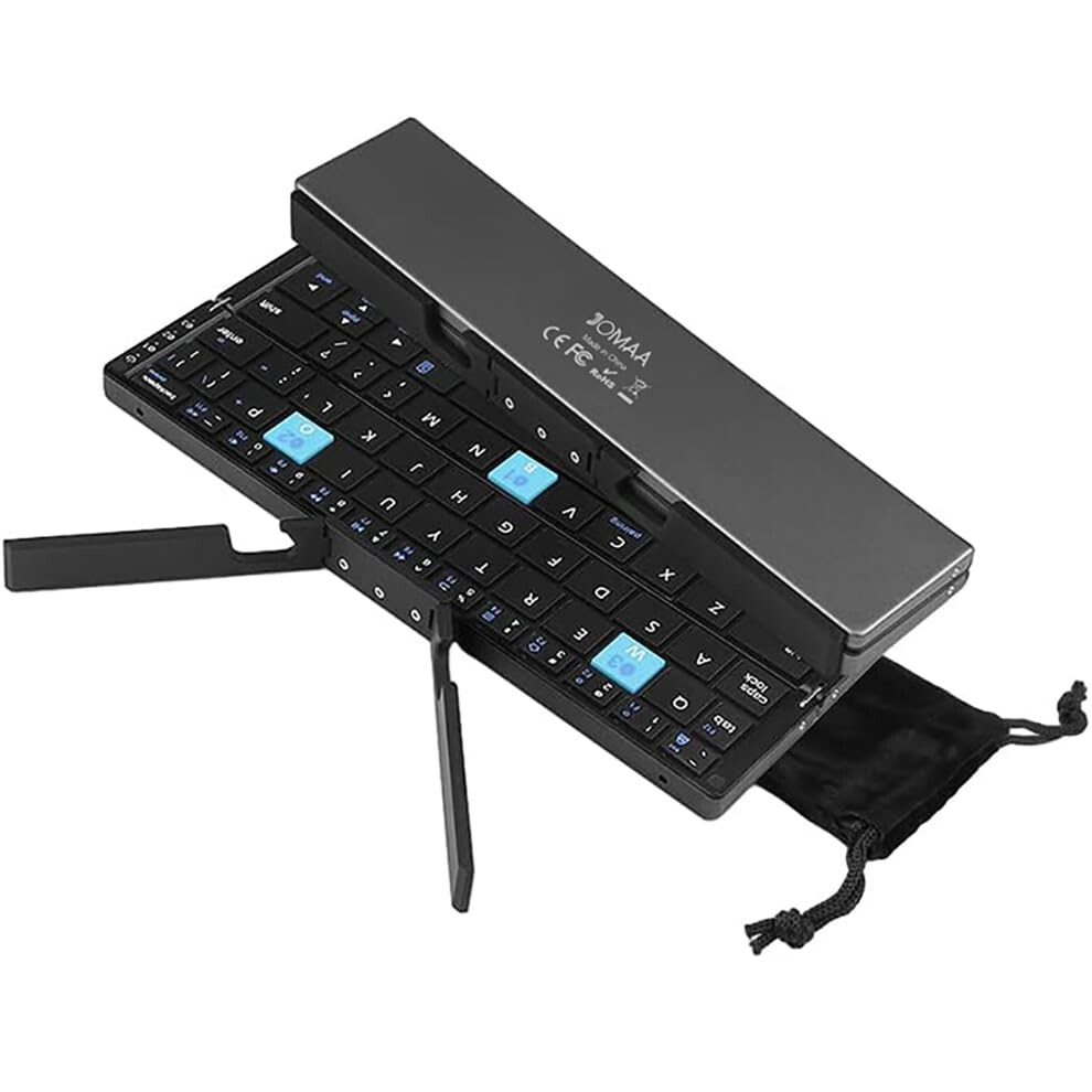 Mini Bluetooth Foldable Keyboard Silent, Rechargeable, Aluminum Alloy Housing And Folding Travel Keyboard For Phone Ipad Tablet (Balck) 820064814043