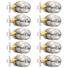 10Pack Bedroom Door Knobs Brushed Nickel Door Handles, Interior Door Knobs Locks Privacy Door Knobs Stainless Steel