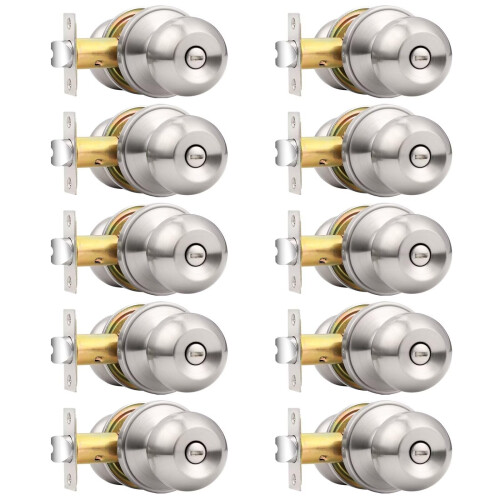 10Pack Bedroom Door Knobs Brushed Nickel Door Handles, Interior Door Knobs Locks Privacy Door Knobs Stainless Steel