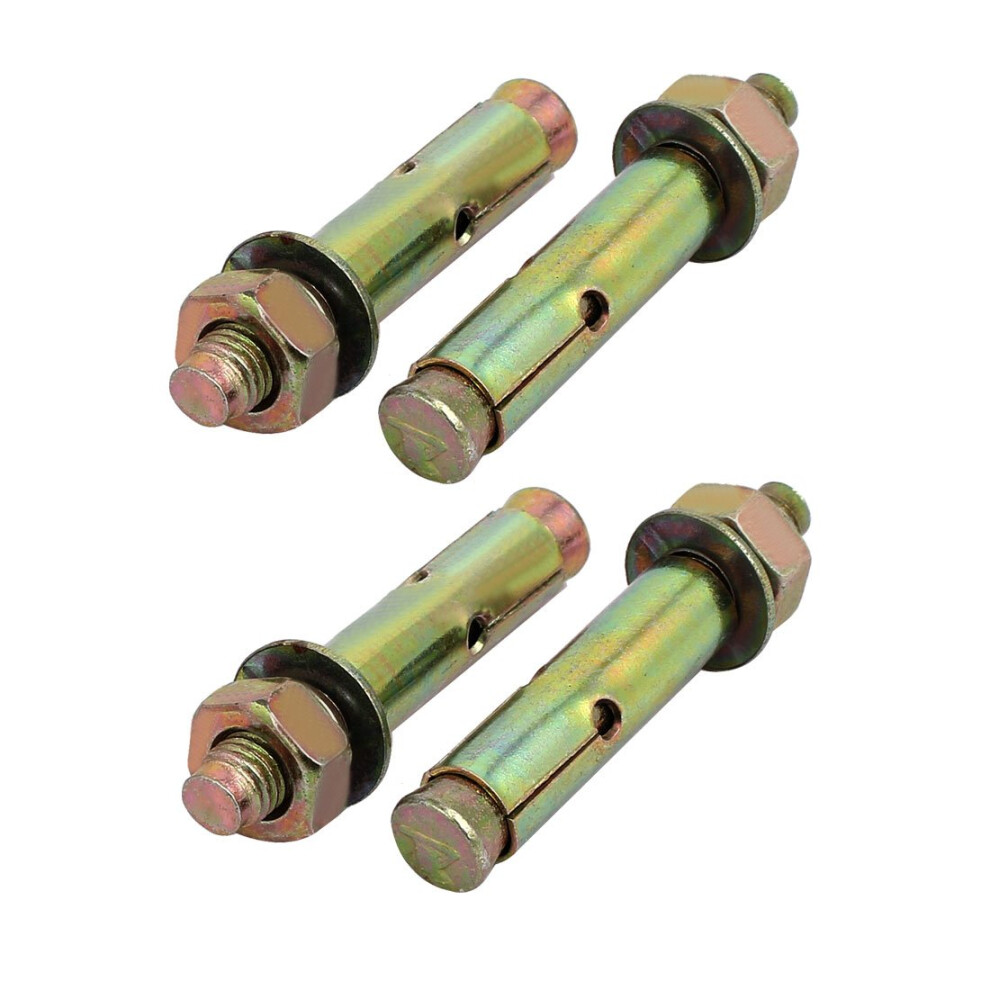 Iivverr M10x70mm Zinc Plated Sleeve Anchor Expansion Bolt Bronze Tone 4Pcs (M10x70mm Zinc Plated Anchor Expansin Perno Bronce Tono 4Pcs 820064814272