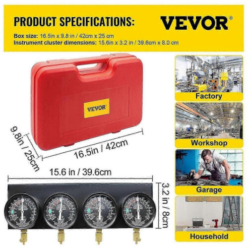 Motorcycle Fuel Vacuum Carburetor Synchronizer Carb Sync 4 Gauges Balancer Kit 1