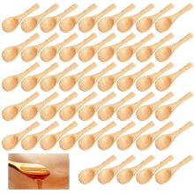 50 Pcs Mini Wooden Spoons, Natural Wood Spoon for Honey
