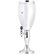 Beverage Tower Dispenser with LED Colored Lights and Ice Tube, Suitable for Various Brands, Silver, 1.5L Capacity